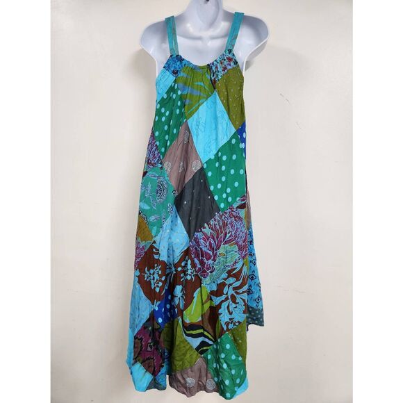 Ananta patchwork Bohemian Patchwork Long Umbrella Dress PAT-3266 H - Picture 5 of 7